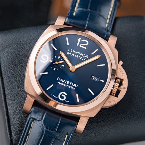 panerai luminor rose gold blue strap|Panerai Luminor marina.